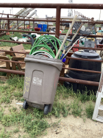 RUBBERMAID ROLLING BIN WITH CONTENTS