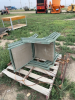 Four deck, chairs, and antique bedframe