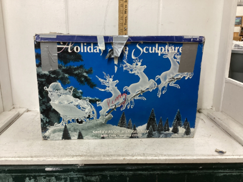 HOLIDAY “ICE” SCULPTURE - SANTA’S SLEIGH & REINDEER AND CHURCH