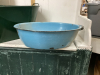 (2) ENAMELWARE PANS, GREEN METAL TUB, SLEEPING BAG - 2