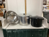 LARGE STOCK POT, STAINLESS STEEL BOWL, SMALL CANNER