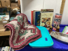 (2) BOXES MISC HOUSEHOLD ITEMS - NEW BATH MAT, COOK BOOKS, MUGS, GLASS CAKE PAN ETC - 3