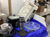 BOX W/ GLASS CYLINDER JARS, RICE COOKER, GO CUP, GLASS PIE PLATES - 3