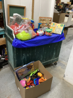 BOX OF KIDS TOYS - SLIP & SLIDE, TRUCKS & CARS,