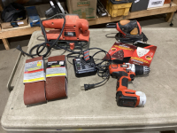 BOX W/B +D BELT SANDER, PALM SANDER, AND 12V CORDLESS DRILL