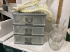 NICE LAUNDRY BASKET W/ SMALL PLASTIC STORAGE UNIT, VASES, MACRAME ROPE - 3