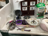 BOX W/ REVLON CURLING IRON, CANNING SNAP LIDS, COOKIE CUTTERS, JEWELRY BOX, INDEX CARDS, JEWELRY/WATCHES - 4