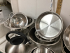 BOX W/ STAINLESS STEEL ROASTER, LARGE BOWL, POTS, COLANDERS, TEA KETTLE - 2