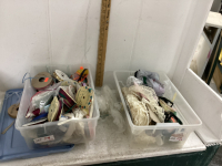 (2) SMALL BINS OF LACE & RIBBON