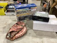 PANASONIC AUTO RADIO/CASSETTE PLAYER + BASEBALL GLOVE