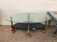 GLASS & CHROME OVAL COFFEE TABLE