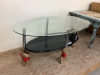 GLASS & CHROME OVAL COFFEE TABLE - 2