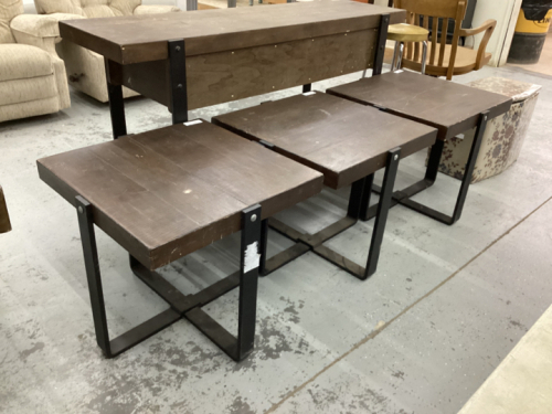 (3) WOOD & METAL SIDE TABLES