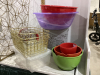 METAL HAMPER W/ PLASTIC WARE & METAL BASKETS - 2