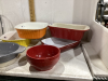 BOX W/ STONEWARE CASSEROLE DISHES - 2