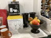 BOX W/ MISC MUGS, WINE GLASSES, CHRISTMAS PLATTER - 3