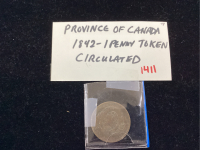 1842 PROVINCE OF CANADA 1 PENNY TOKEN