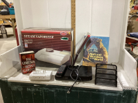 MANSFIELD STEAM VAPORIZER & BOX W/ SAMSUNG DVD PLAYER, BOOKS