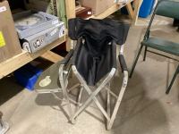 2 FOLDING CHAIRS - ONE IS LAWN CHAIR W/SIDE TABLE