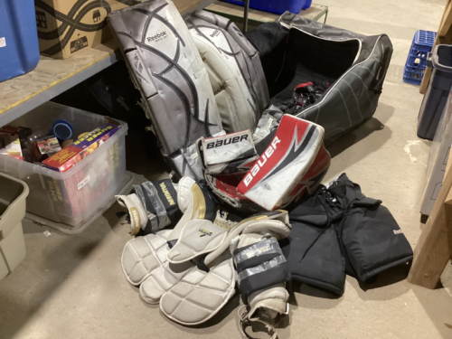 SHELF 17: GOALIE EQUIPMENT IN WHEELED BAG