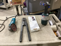 BOX W/PEX TOOLS, DAMAGED TORCH, MAKITA DISC GRINDER