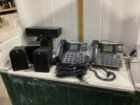 (2) OFFICE PHONES, YAMAHA SPEAKERS