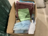 (2) BOXES MATERIAL, BOX OF TABLECLOTHS, CHILD SIZE HANGERS - 4