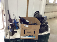 BOXFUL OF PAINTBALL MASKS, GUNS, CARTRIDGES, HOPPERS,