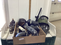 PAINTBALL MASKS, CARTRIDGES, GUNS, HOPPERS