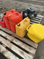 Five Jerry cans