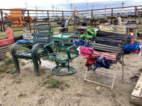 FOLDING LAWN CHAIRS & (4) PATIO CHAIRS