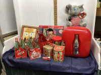 COKE MINI FRIDGE & OTHER COCA-COLA COLLECTIBLES