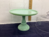 RAISED CAKE STAND - LIGHT GREEN JADITE GLASS BASE - 2