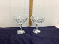 (2) MATCHING PINWHEEL CRYSTAL CANDY DISHES