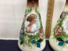 (2) VINTAGE MATCHING HANDPAINTED GLASS VASES - 2