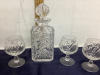 PINWHEEL CRYSTAL DECANTER & BRANDY SNIFTERS - 2