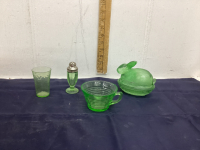 COLLECTION OF GREEN DEPRESSION GLASS