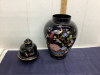 LARGE GLASS URN W/ PEACOCK DESIGN - 3