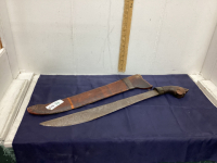 VINTAGE MACHETTE IN WOOD SCABBARD