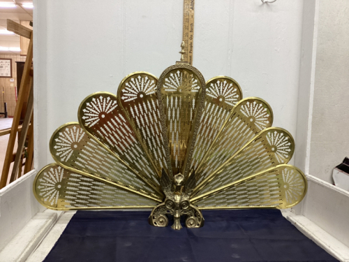 ANTIQUE BRASS "PHOENIX" FIREPLACE SCREEN