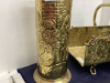VINTAGE BRASS UMBRELLA STAND & WOOD HOLDER - 3
