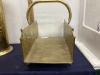 VINTAGE BRASS UMBRELLA STAND & WOOD HOLDER - 4