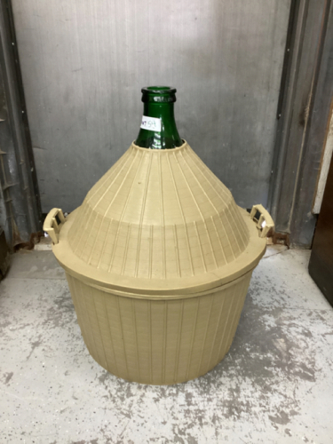 GREEN WINE CARBOY IN PLASTIC WIKER COVER