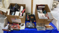 (2) BOXES CDâ€™S, DVDâ€™S, VHS