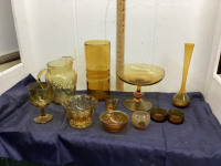 COLLECTION OF VINTAGE AMBER GLASS