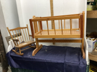 ROCKING DOLL BASSINET & ROCKING CHAIR