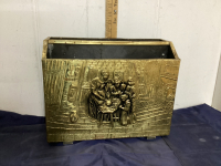 VINTAGE BRASS CLAD MAGAZINE HOLDER