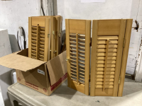 BOX OF SMALL WOOD SHUTTERS - 6 PIECES