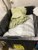 BEDDING IN A VERY GOOD TOTE W/LID - 2