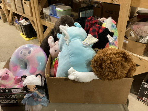 2 BOX OF STUFFIES + DOLLS